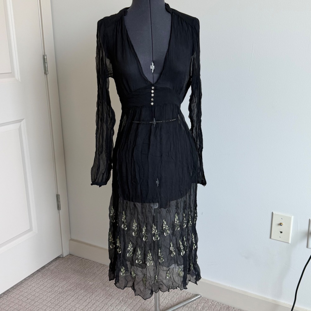 For Love and Liberty 100% Silk Midi Dress Size Medium
